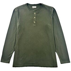 Taylor Stitch Heavy Bag Henley Shirt Men's 46 XXL Olive Green Huckberry Outdoor